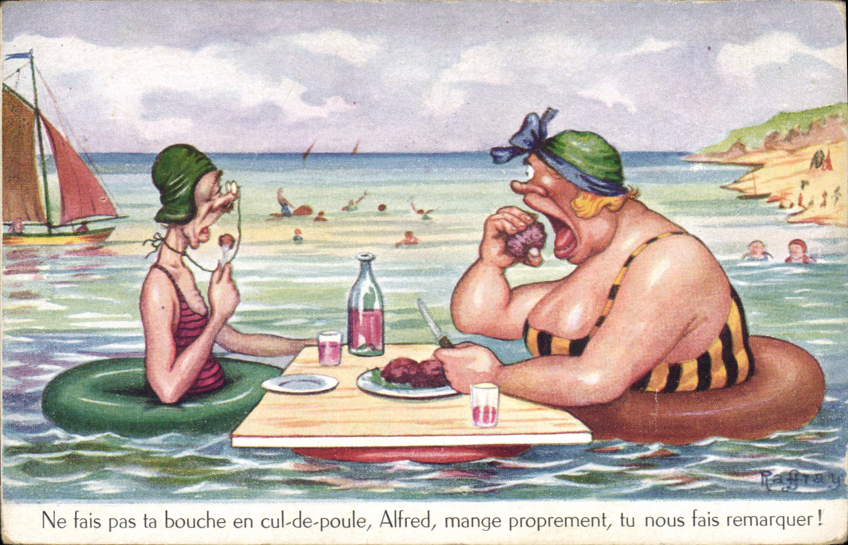CPA Humour Plage