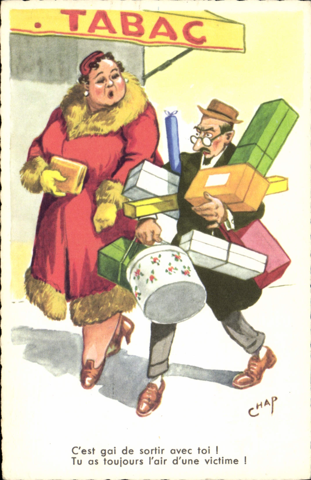 Tabaco de la grieta del humor de la POSTAL de la VENDIMIA