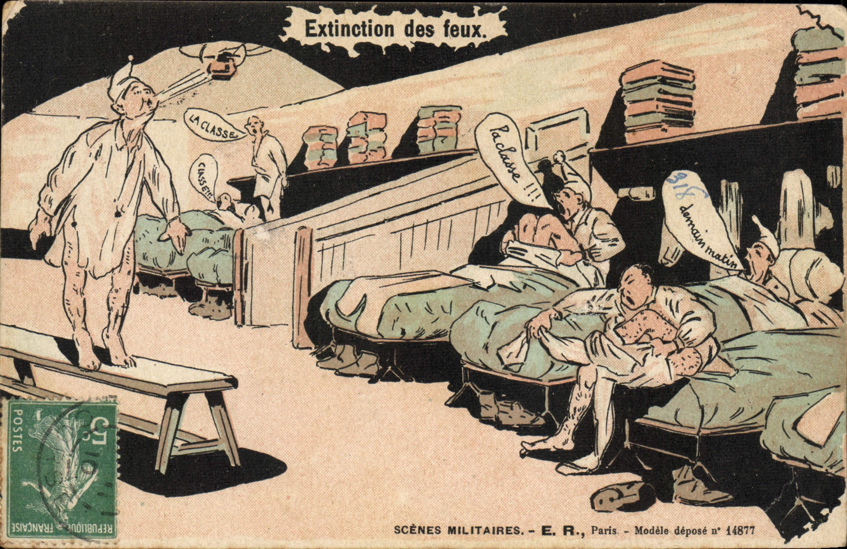 CPA Militaria Extinction des feux 