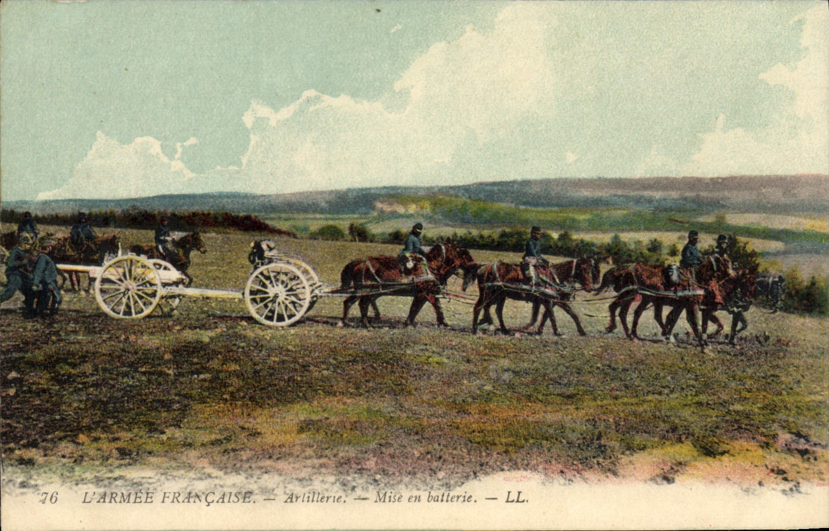CPA Militaria Artillerie Mise en batterie