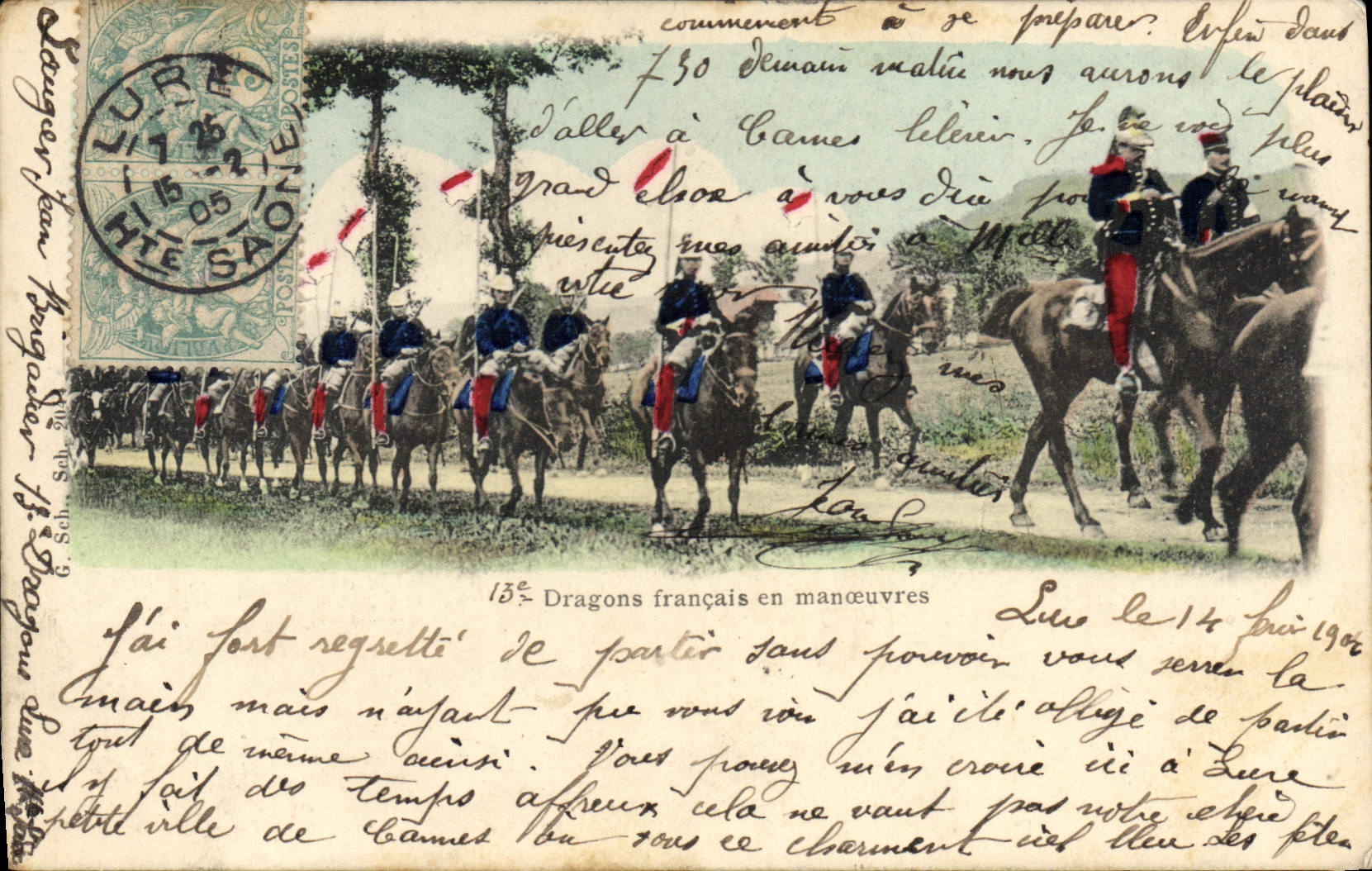 VINTAGE POSTCARD Militaria 13th French Dragons in operations