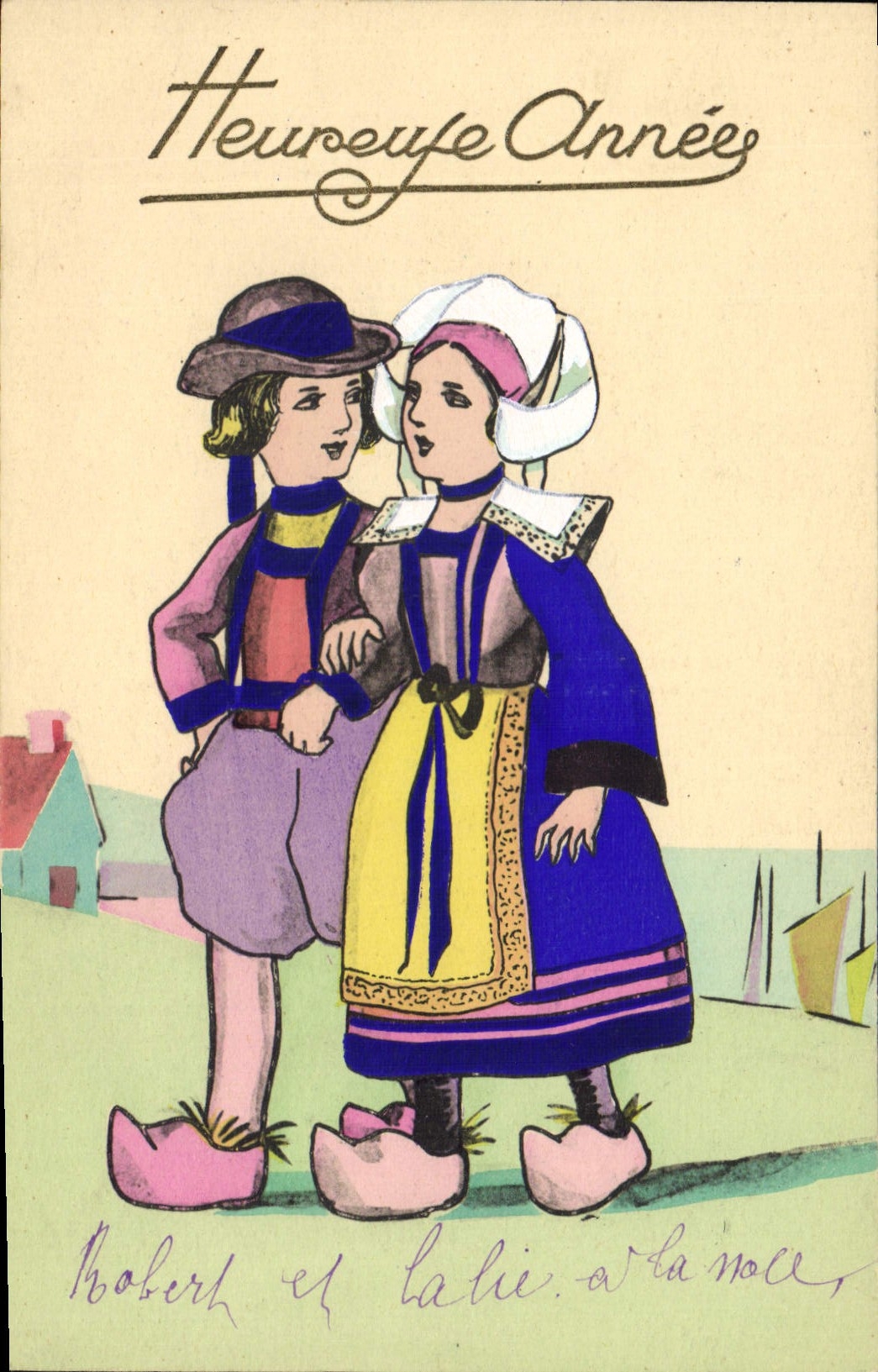 CPA Folklore (dessin a la main)