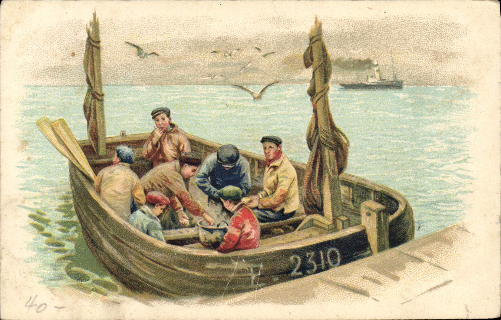 Pescados de los pecadores del folklore de la POSTAL de la VENDIMIA