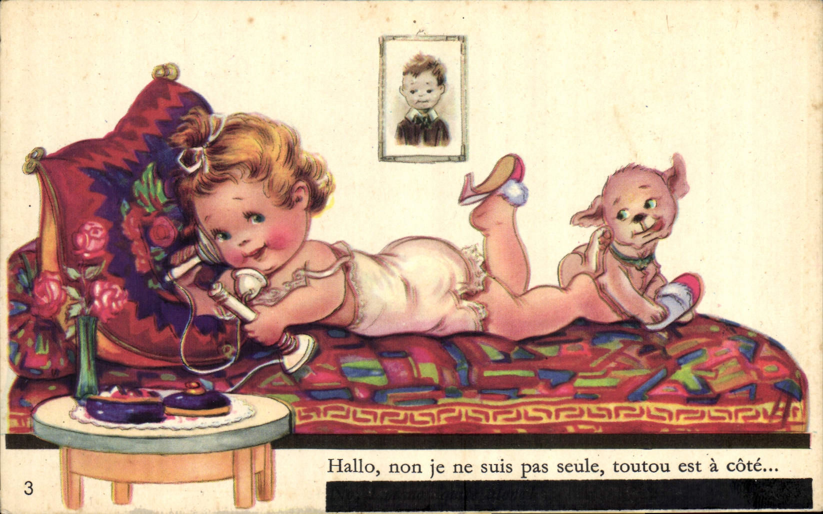 CPA Fantaisie Telephone Enfant Chien