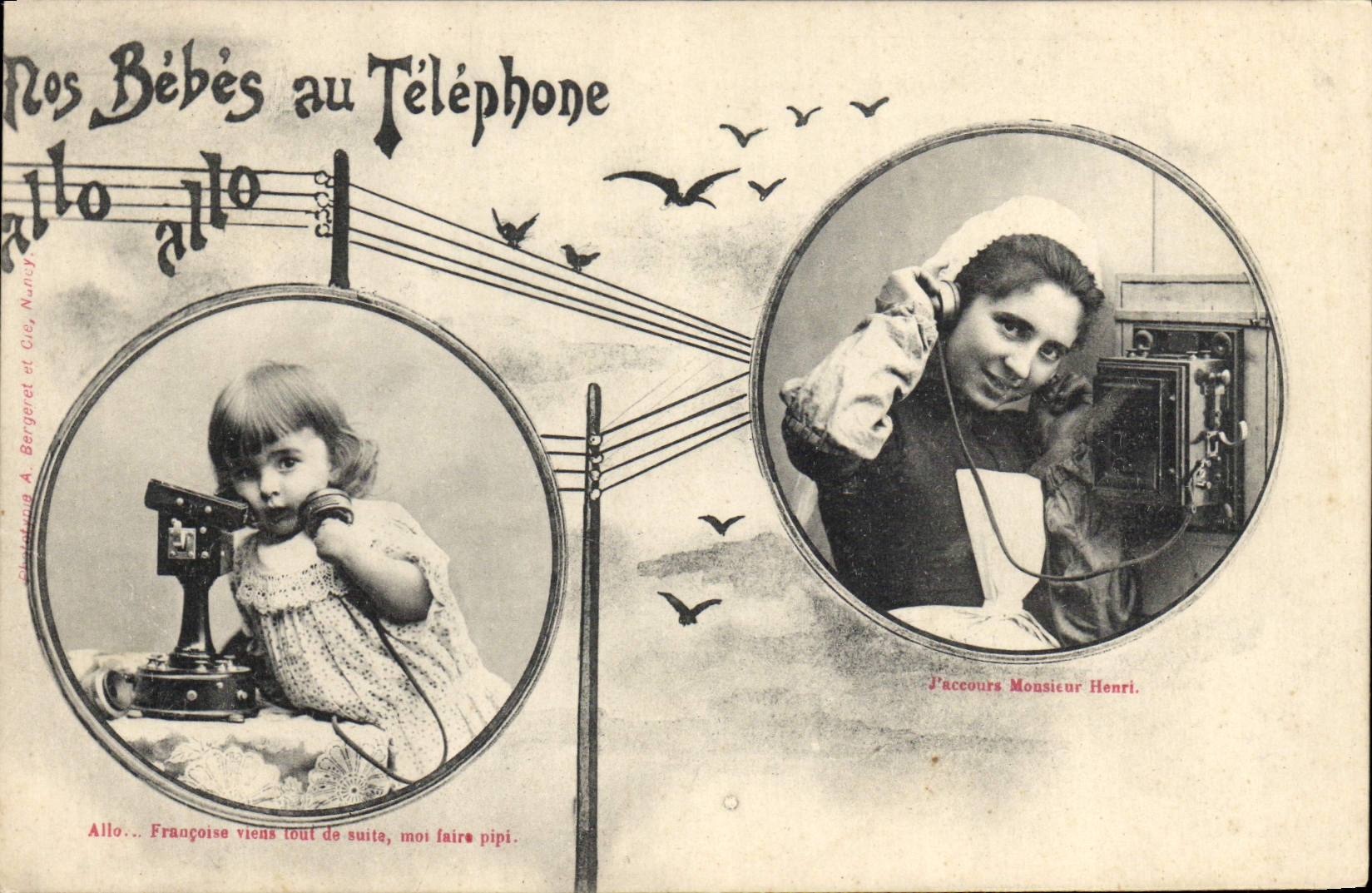 CPA Fantaisie Telephone Enfant Les bebes au telephone