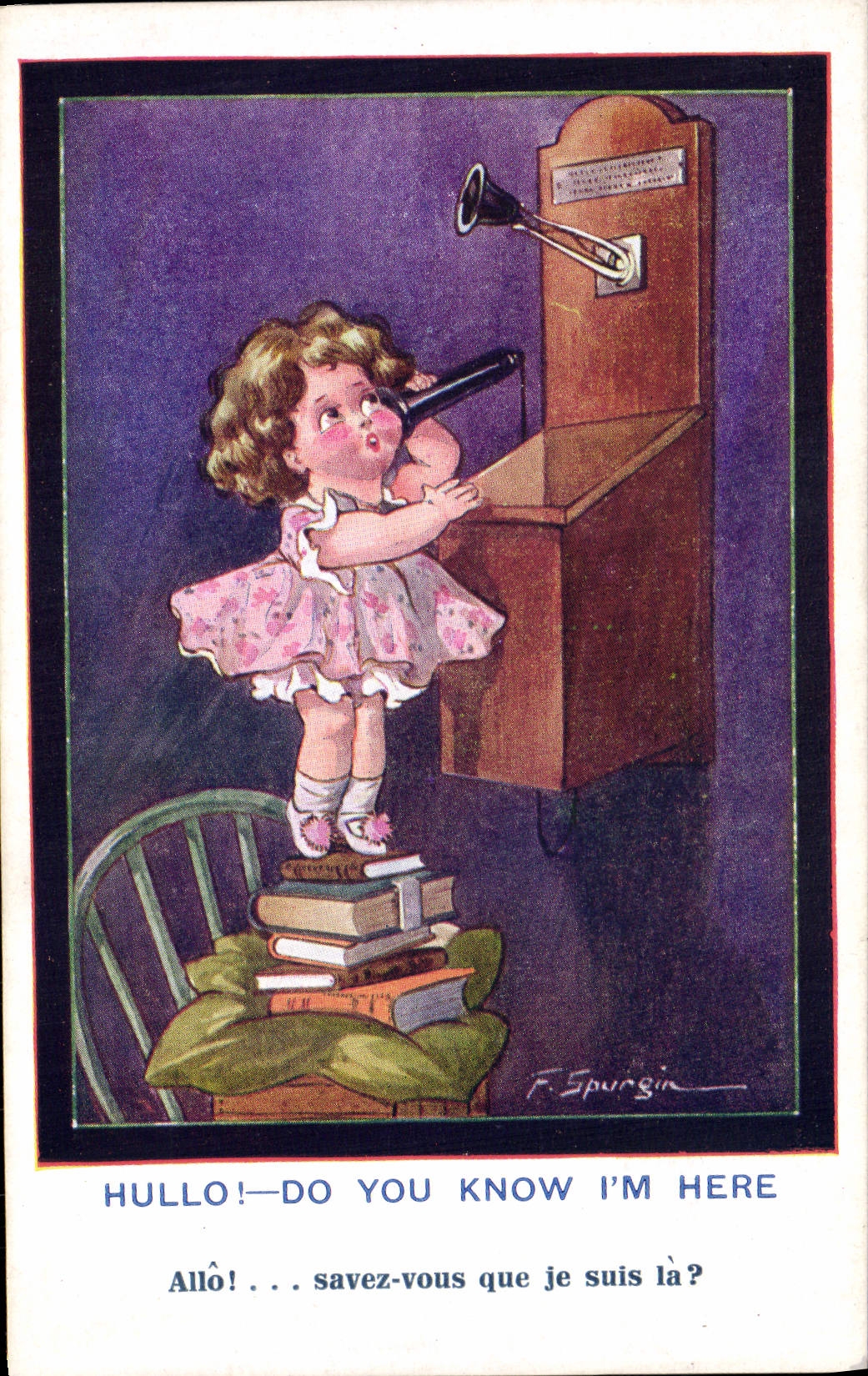 CPA Fantaisie Telephone Enfant Fred Spurgin