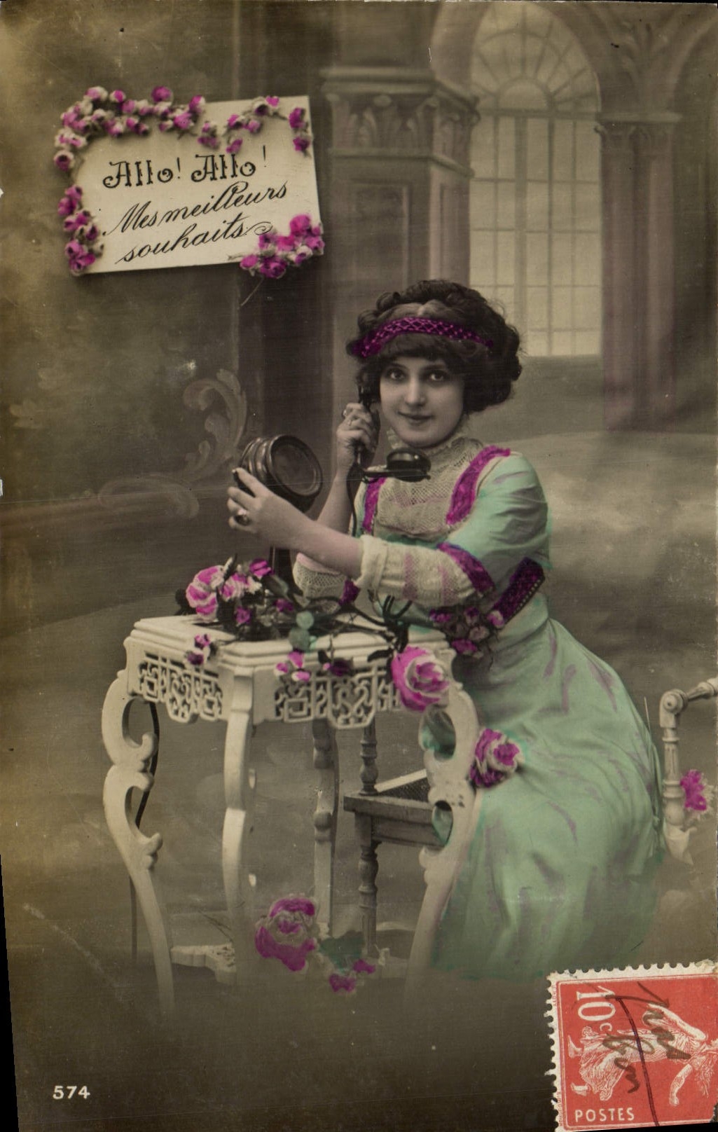 CPA Fantaisie Telephone Femme