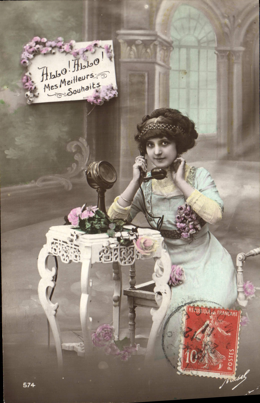 CPA Fantaisie Telephone Femme