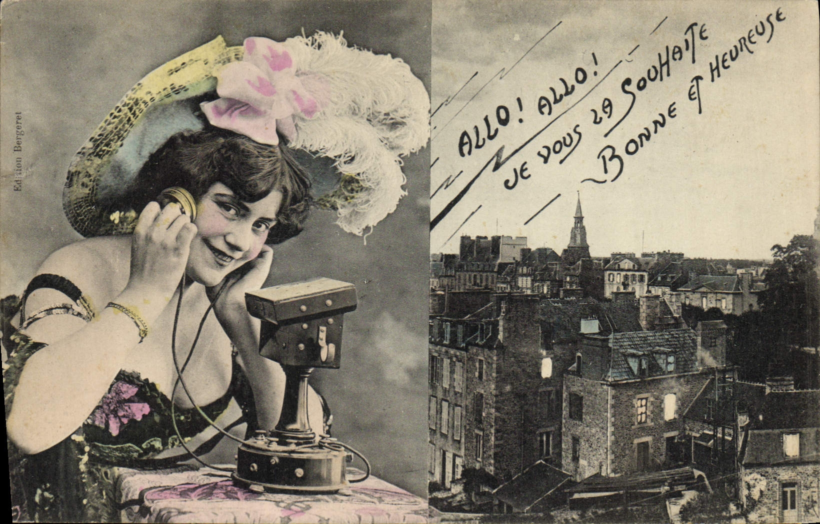 CPA Fantaisie Telephone Femme