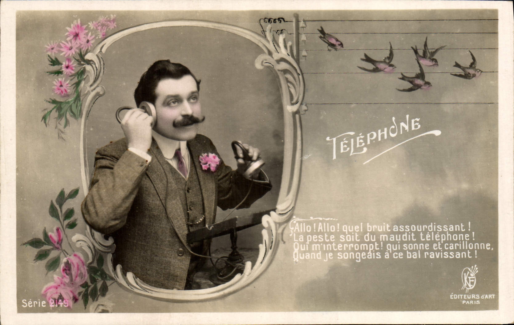 CPA Fantaisie Telephone Homme