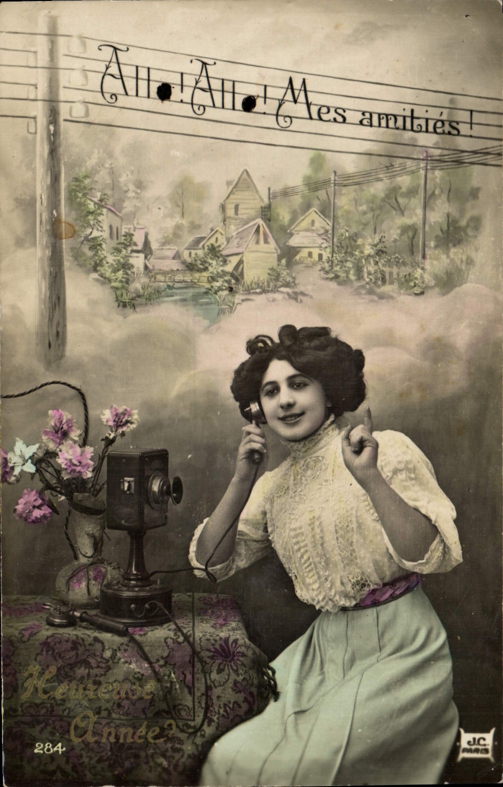 CPA Fantaisie Telephone Femme