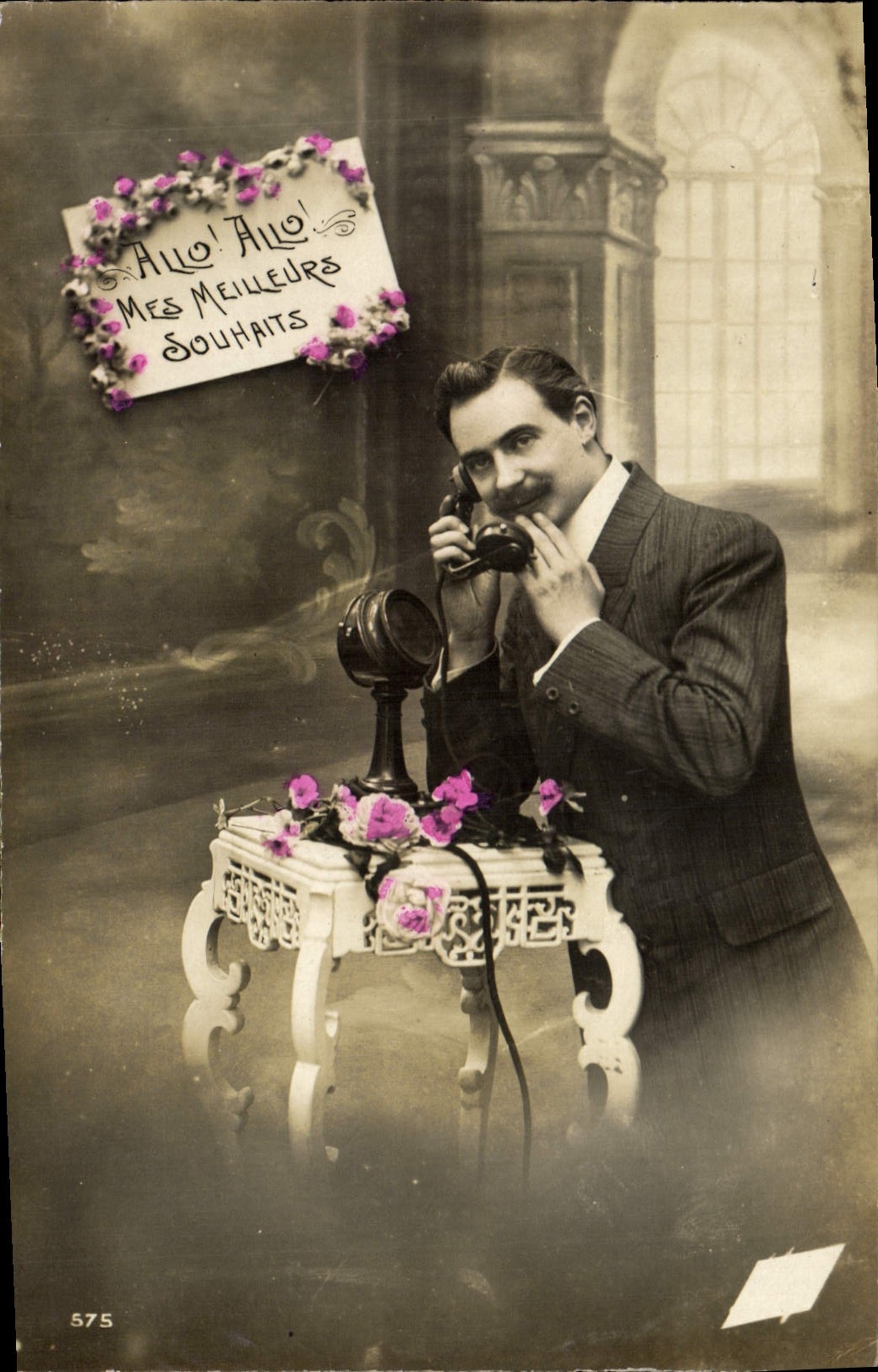 CPA Fantaisie Telephone Homme