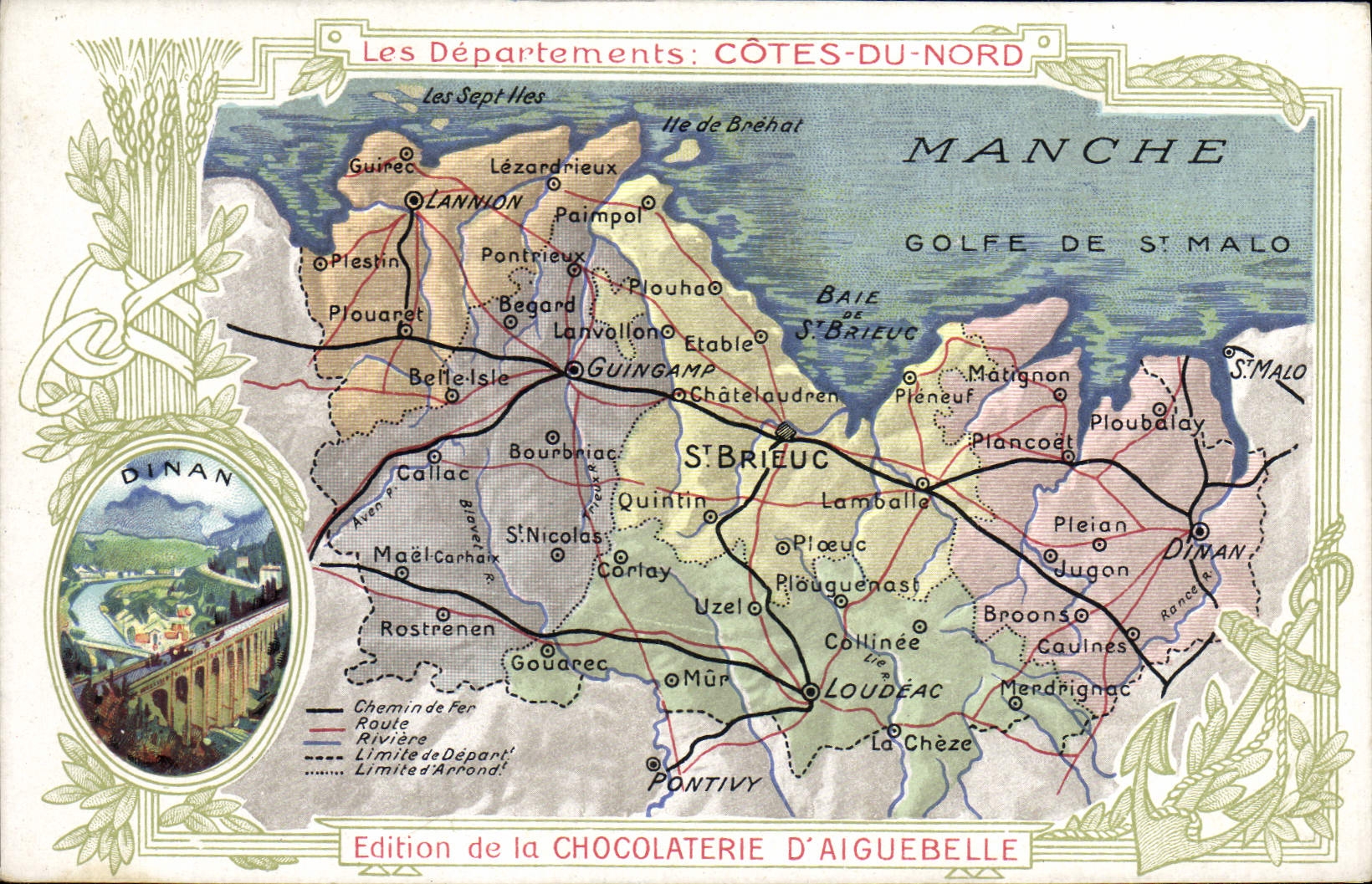 CPA Carte geographique Chocolaterie d'Aiguebelle Cotes du Nord