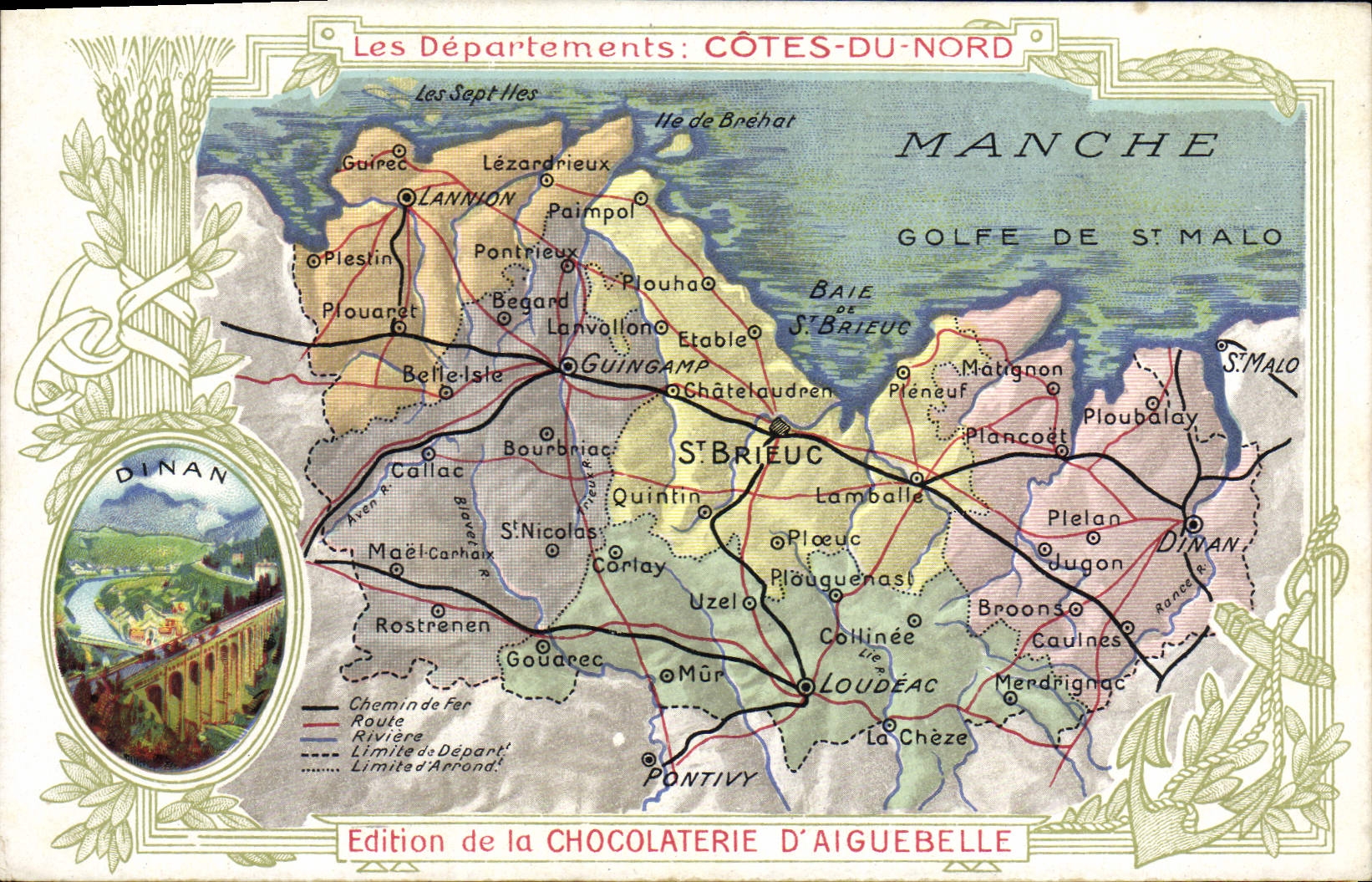 CPA Carte geographique Chocolaterie d'Aiguebelle Cotes du Nord