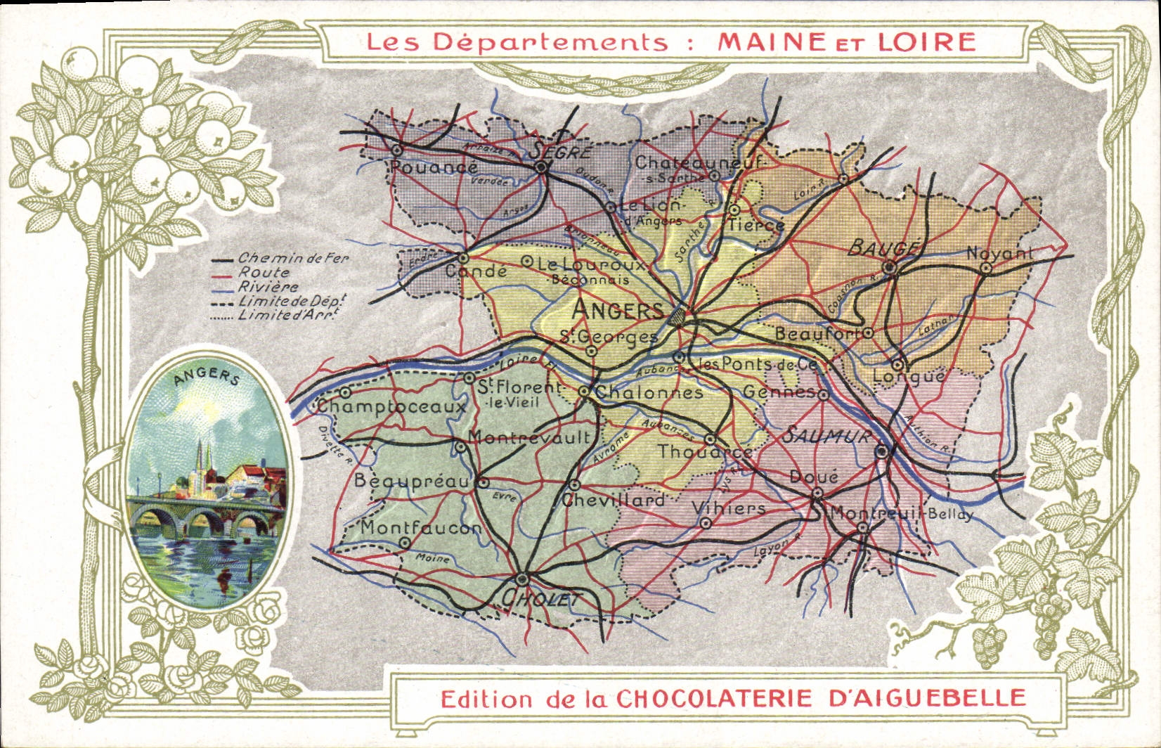 CPA Carte geographique Chocolaterie d'Aiguebelle Maine et Loire