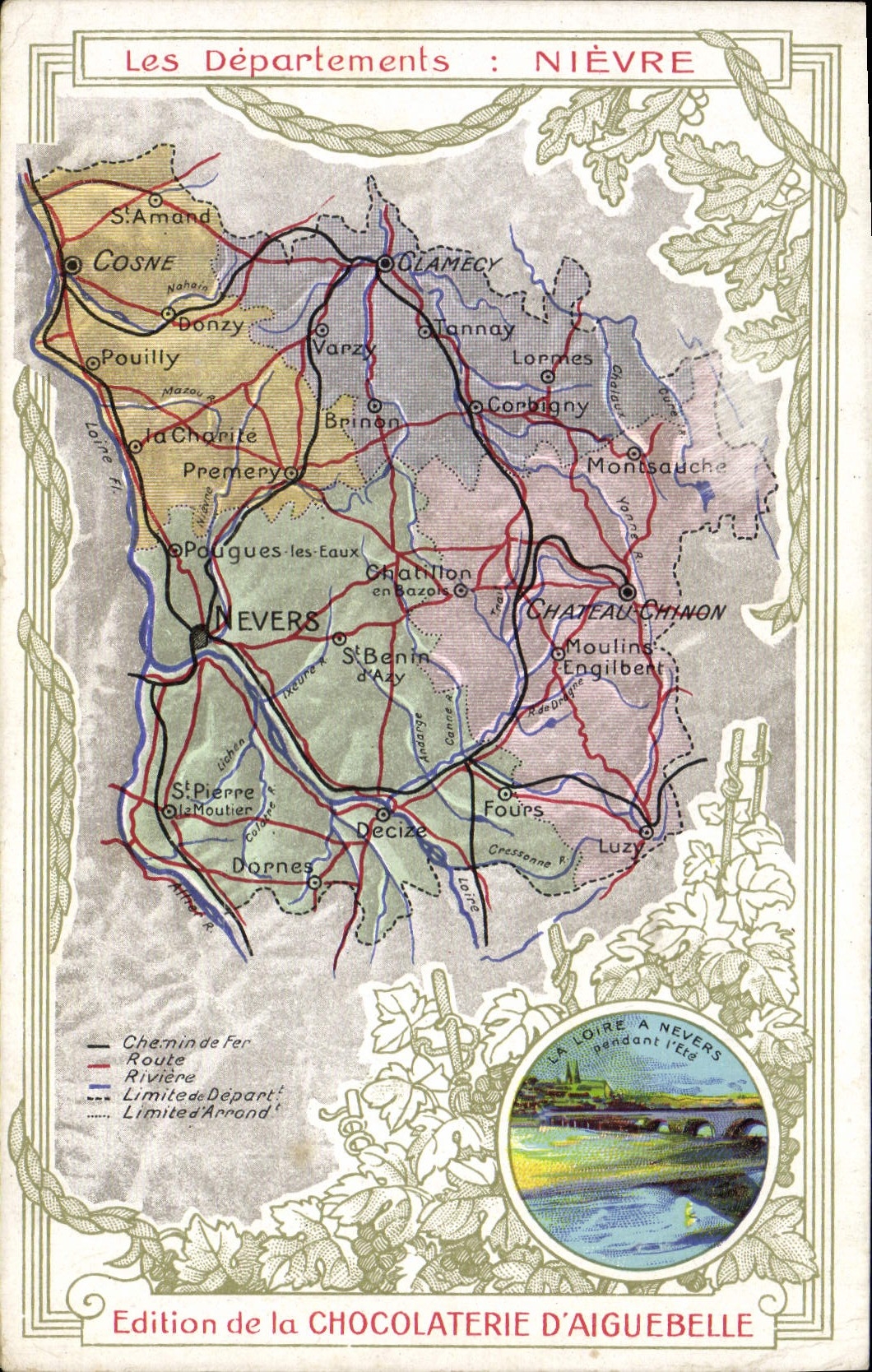 CPA Carte geographique Chocolaterie d'Aiguebelle Nievre