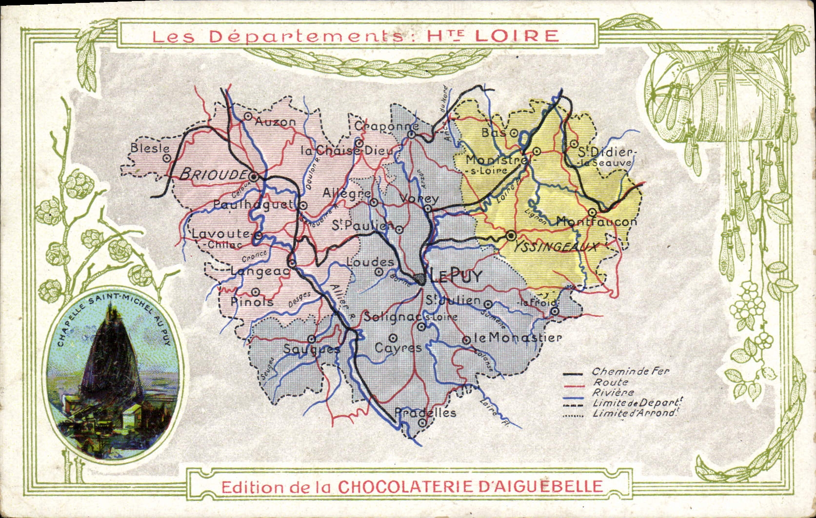 CPA Carte geographique Chocolaterie d'Aiguebelle Haute Loire