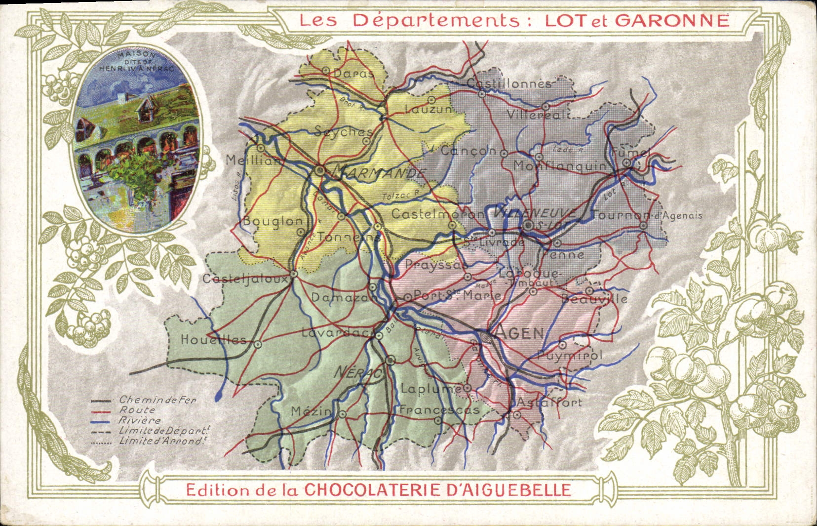 CPA Carte geographique Chocolaterie d'Aiguebelle Lot et Garonne
