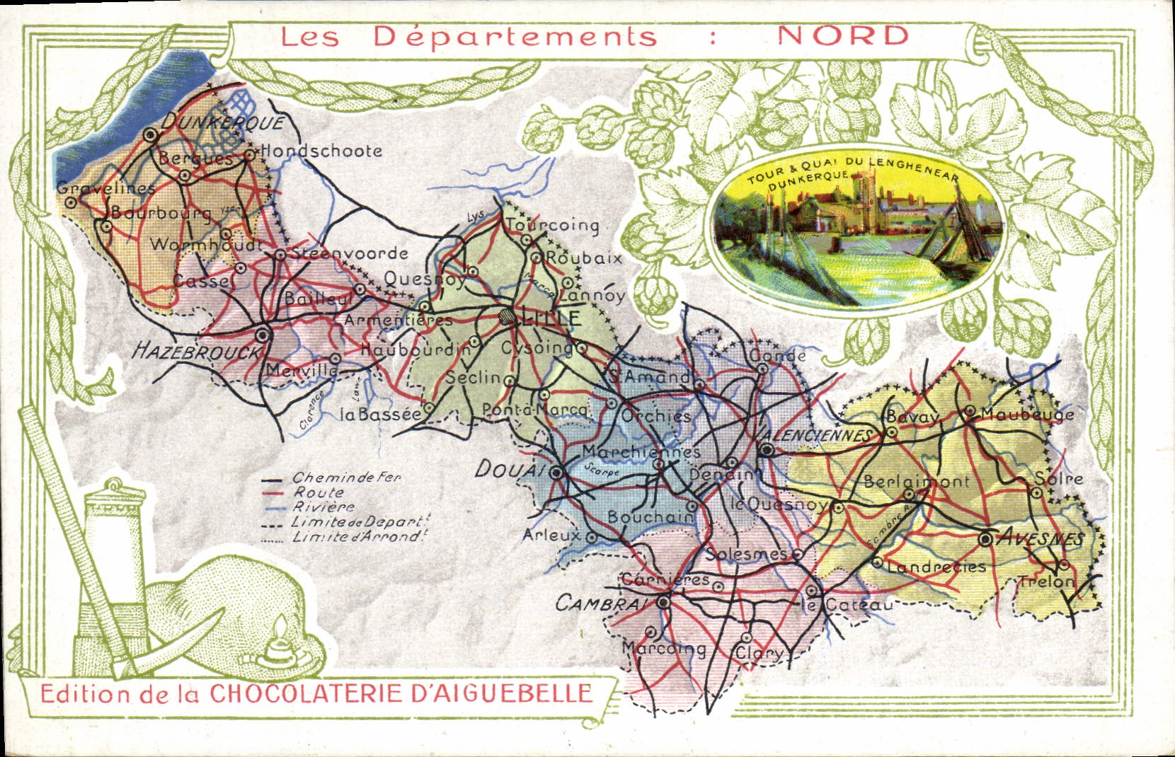Fábrica norteña del chocolate del mapa geográfico de la POSTAL de la VENDIMIA de Aiguebelle
