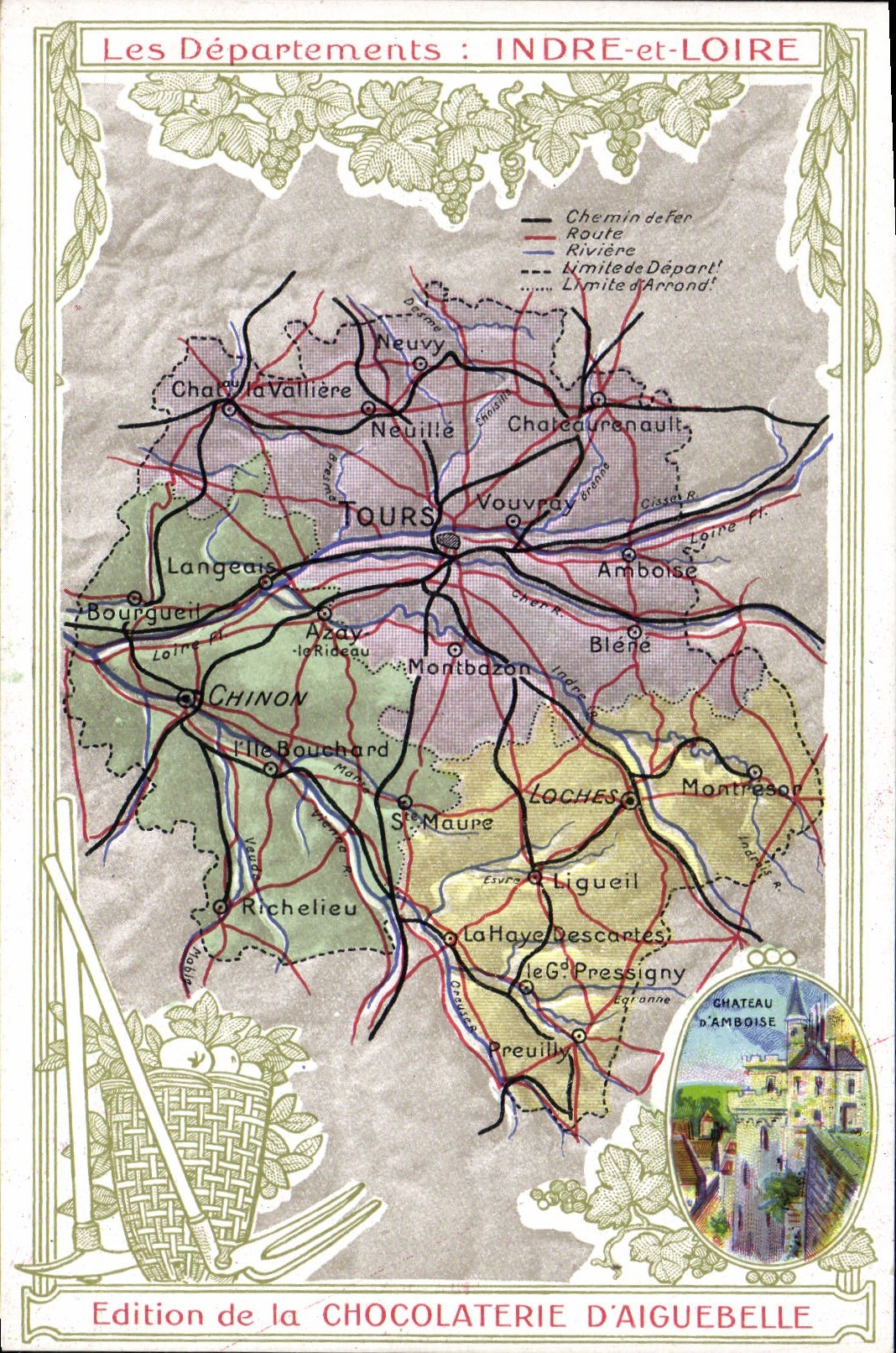 CPA Carte geographique Chocolaterie d'Aiguebelle Indre et Loire