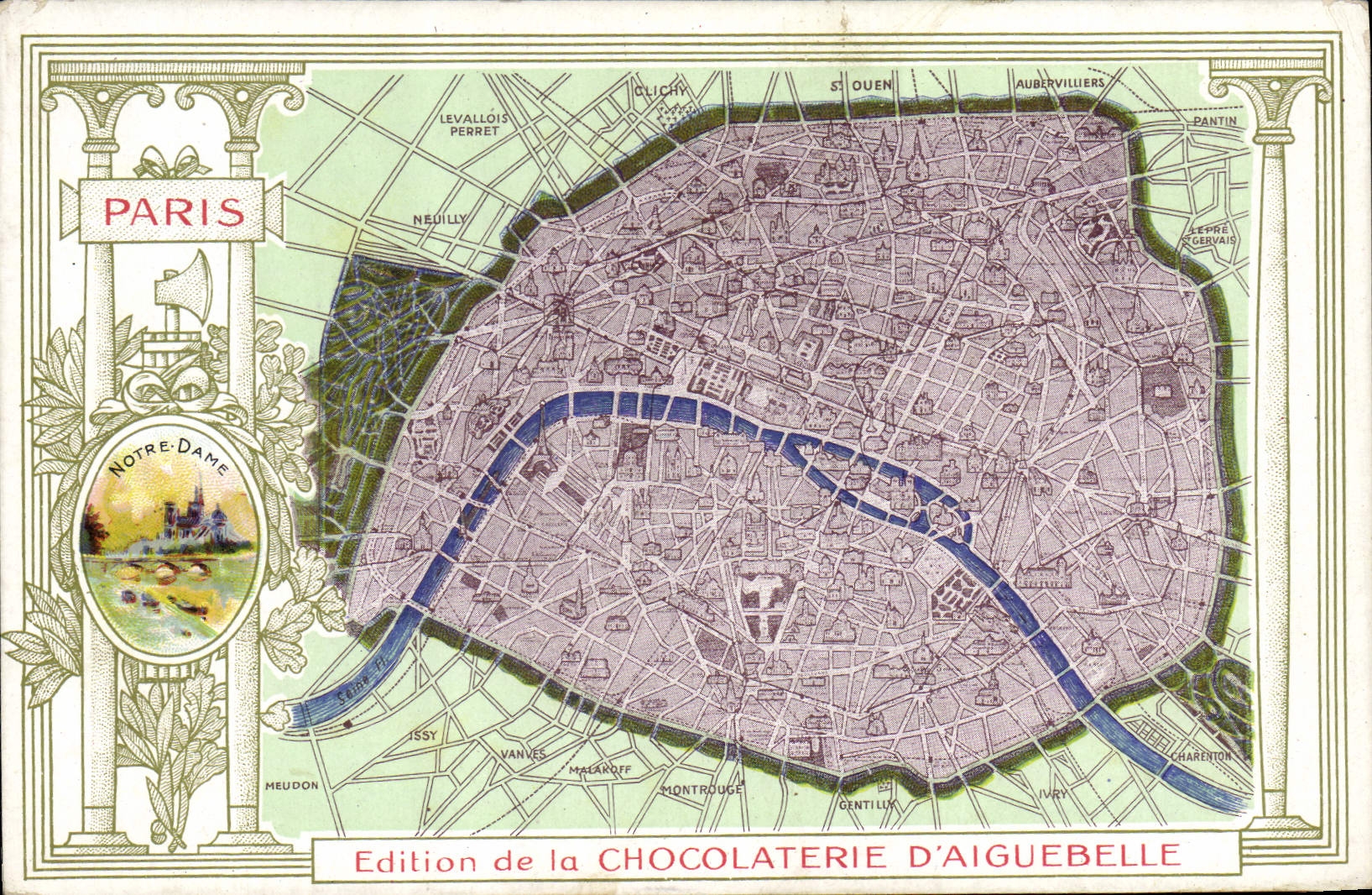 CPA Carte geographique Chocolaterie d'Aiguebelle Paris