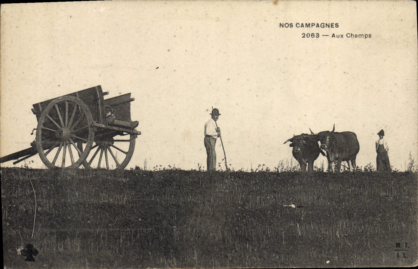 CPA Folklore Aux champs Boeufs 