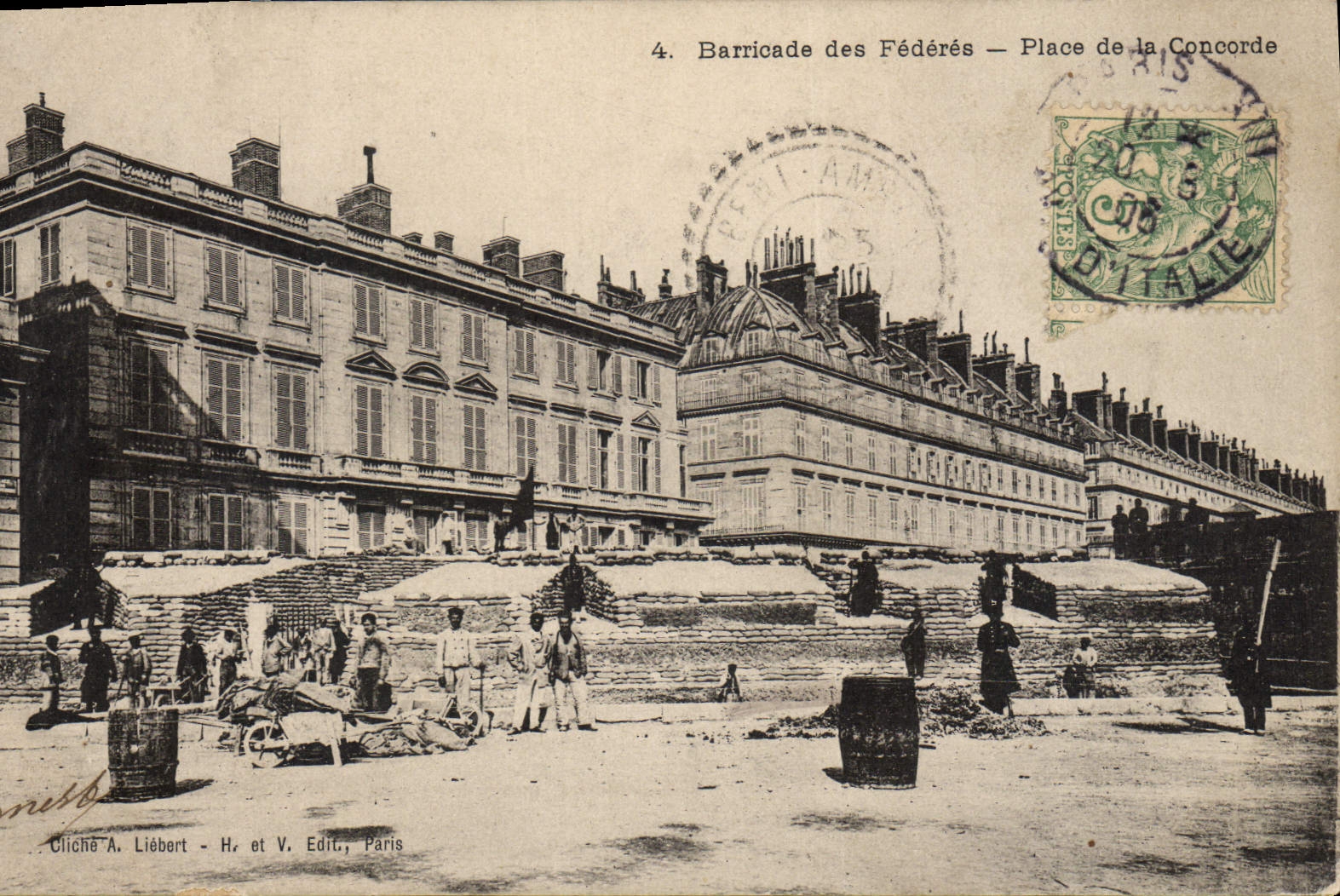 VINTAGE POSTCARD Barricade of Federate Places Paris Harmony
