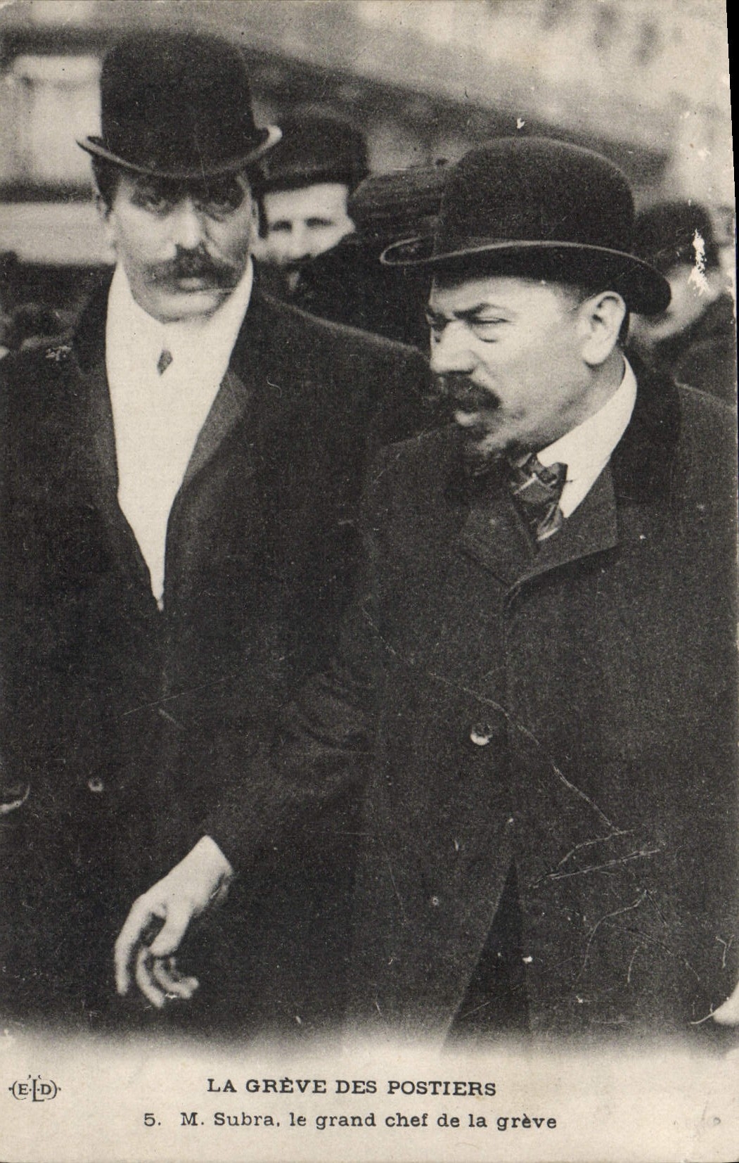 POSTAL de la VENDIMIA la huelga de Sr. Subra de los empleados de la oficina de correos el jefe grande de la huelga