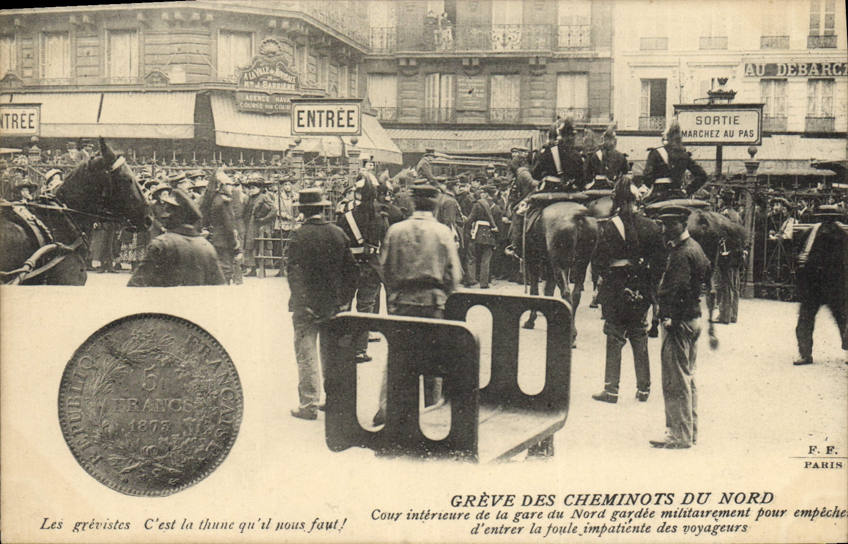 Huelga de la POSTAL de la VENDIMIA de los railwaymen de la corte interior del tren del norte de la estación de la TAPA del norte