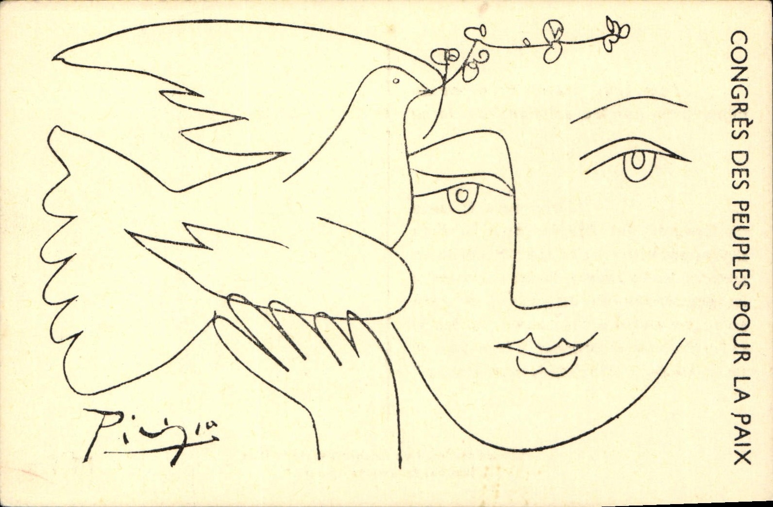 VINTAGE POSTCARD Congers of the people for peace Picasso Dove