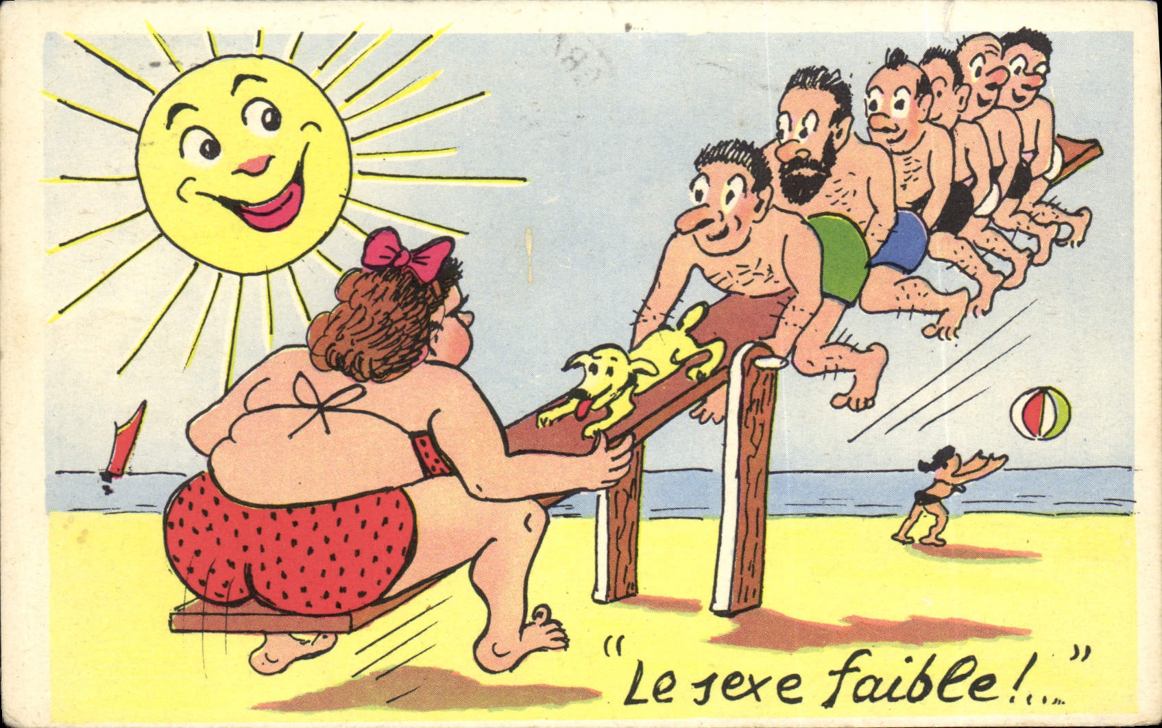 CPA Humour Femme forte Le sexe faible