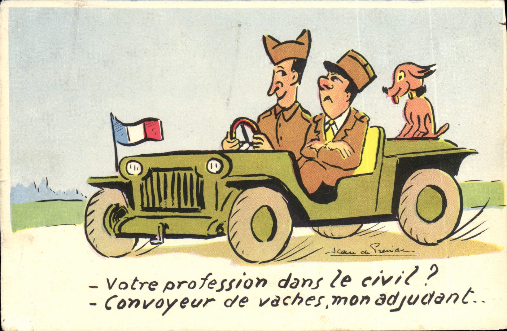 CPA Humour Votre profession dans le civil Adjudant Soldat Militaria