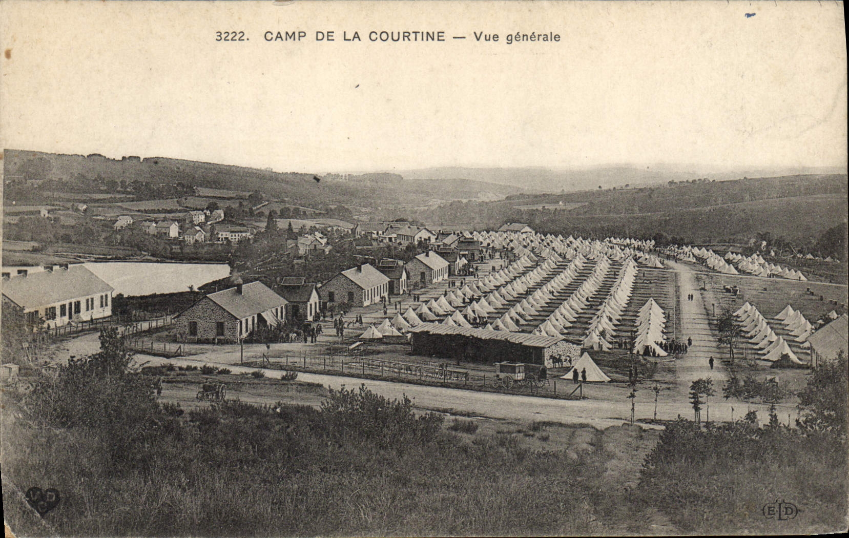 VINTAGE POSTCARD Militaria Camp of Courtine View
