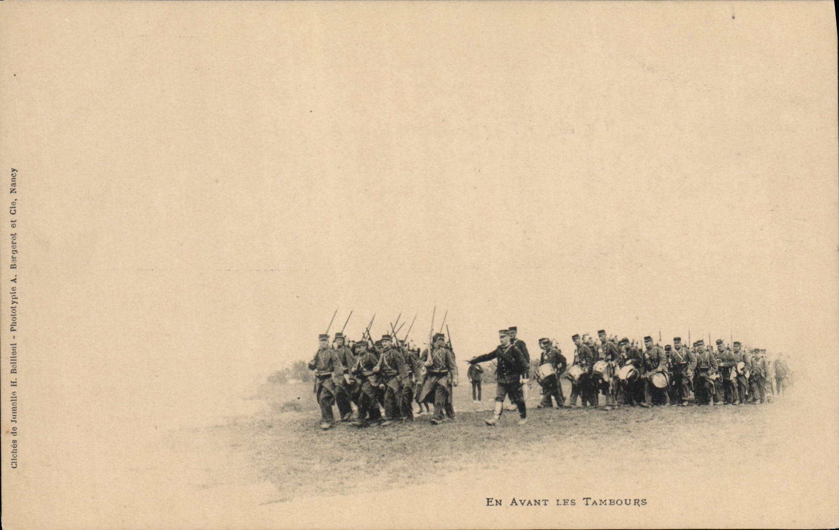 VINTAGE POSTCARD Militaria Ahead drums