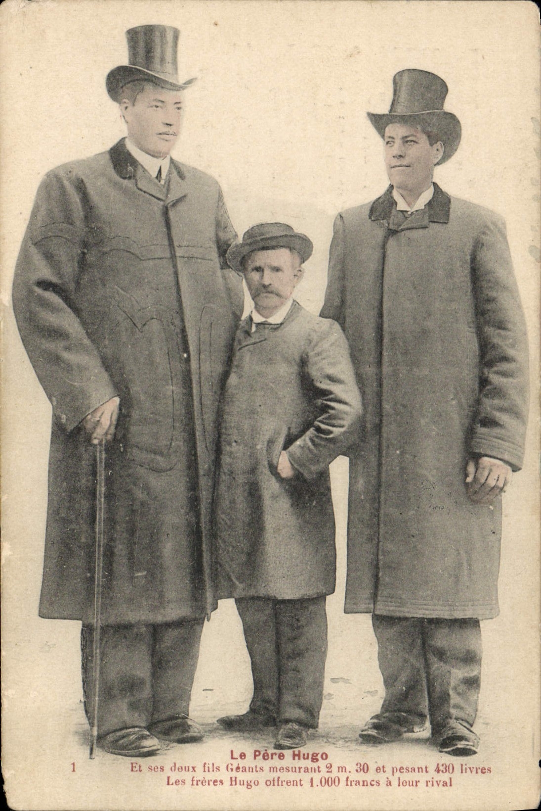 CPA Foklore Geant Freres Hugo Adriens Nain 