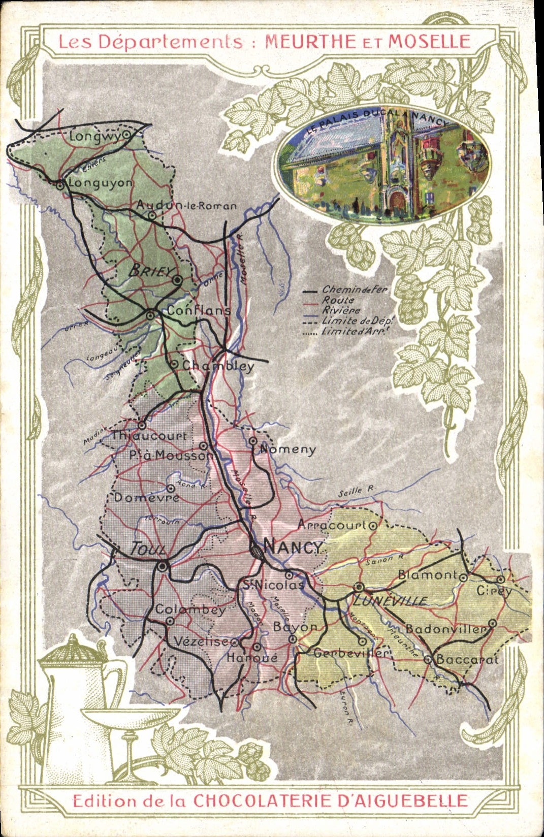 CPA Cartes Geographiques Chocolaterie d'Aiguebelle Meurthe et Moselle Nancy