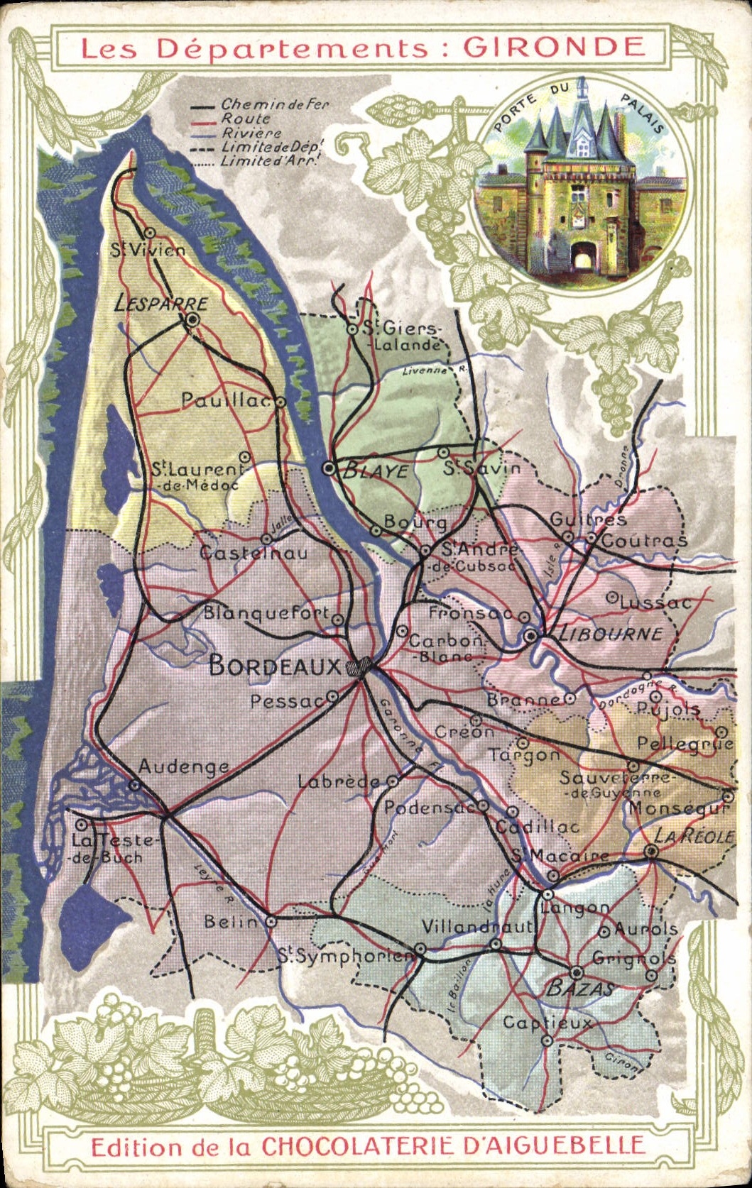 CPA Cartes Geographiques Chocolaterie d'Aiguebelle Gironde Bordeaux