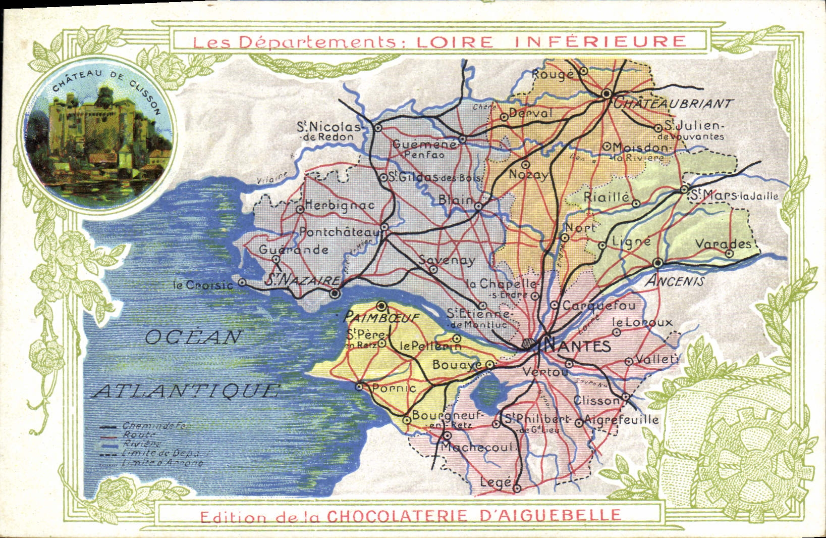 CPA Cartes Geographiques Chocolaterie d'Aiguebelle Loire Inferieure Clisson