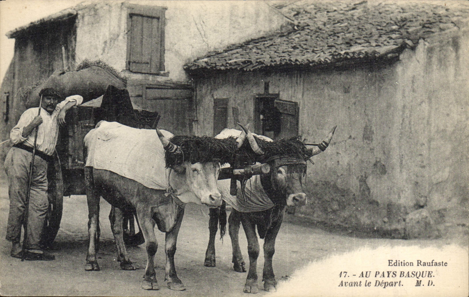 Folklore de la POSTAL de la VENDIMIA en el país vasco antes del epart llevado