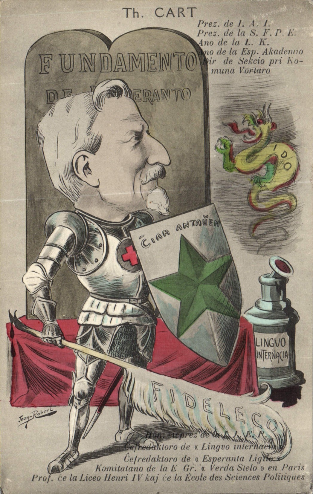 VINTAGE POSTCARD Esperanto Cart Dragon