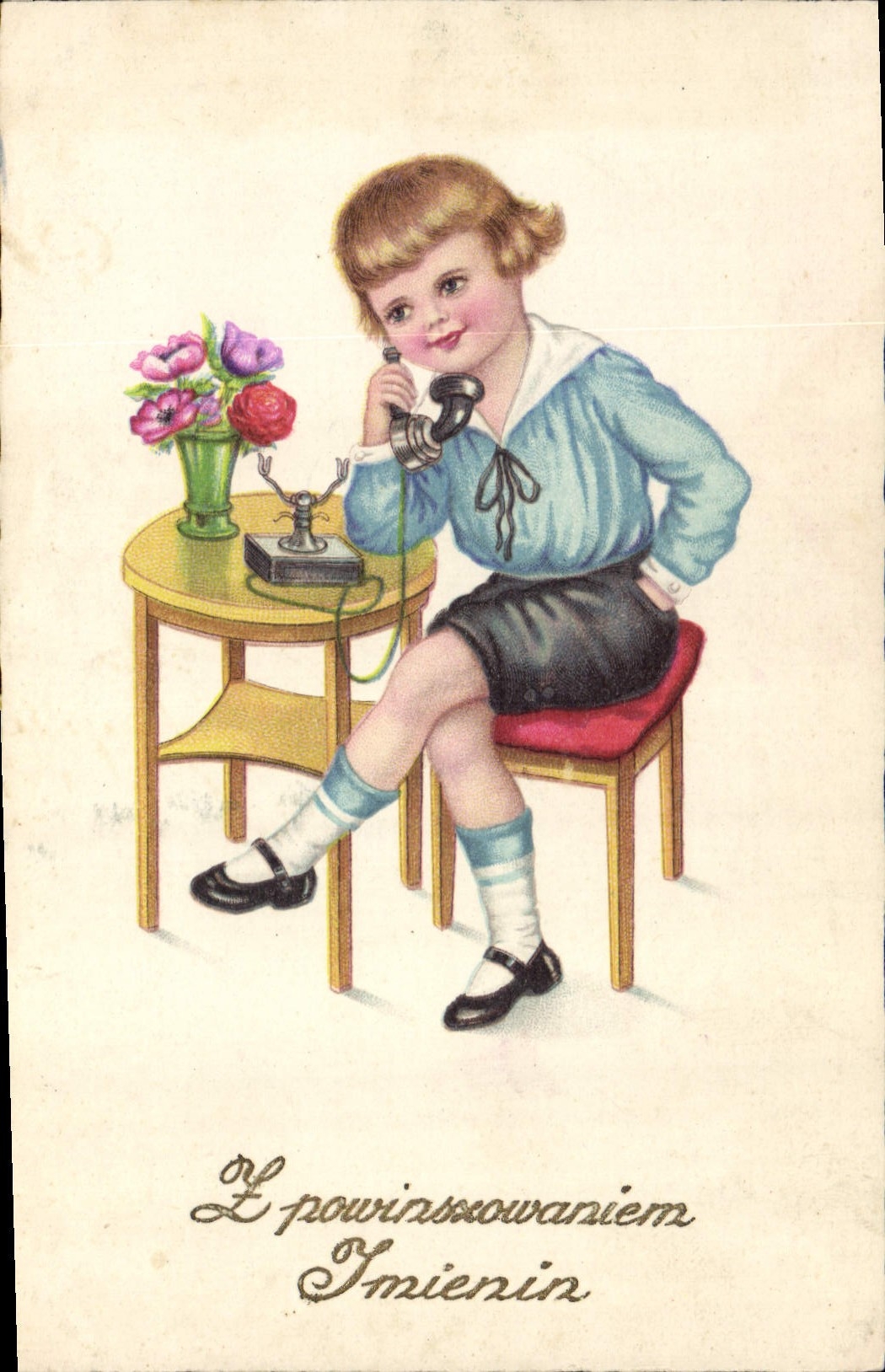 CPA Fantaisie Telephone Enfant