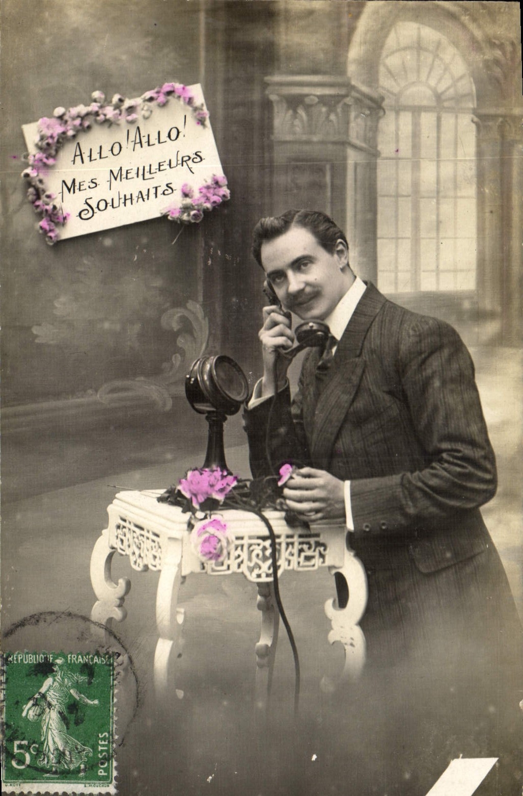 CPA Fantaisie Telephone Homme