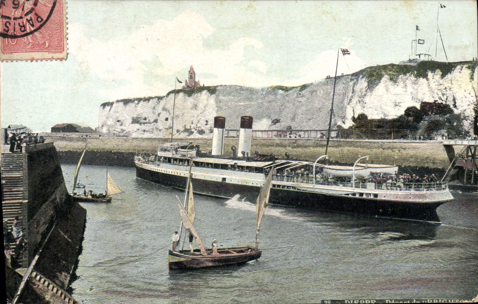 VINTAGE POSTCARD Boat Dieppe Departure of Brighton