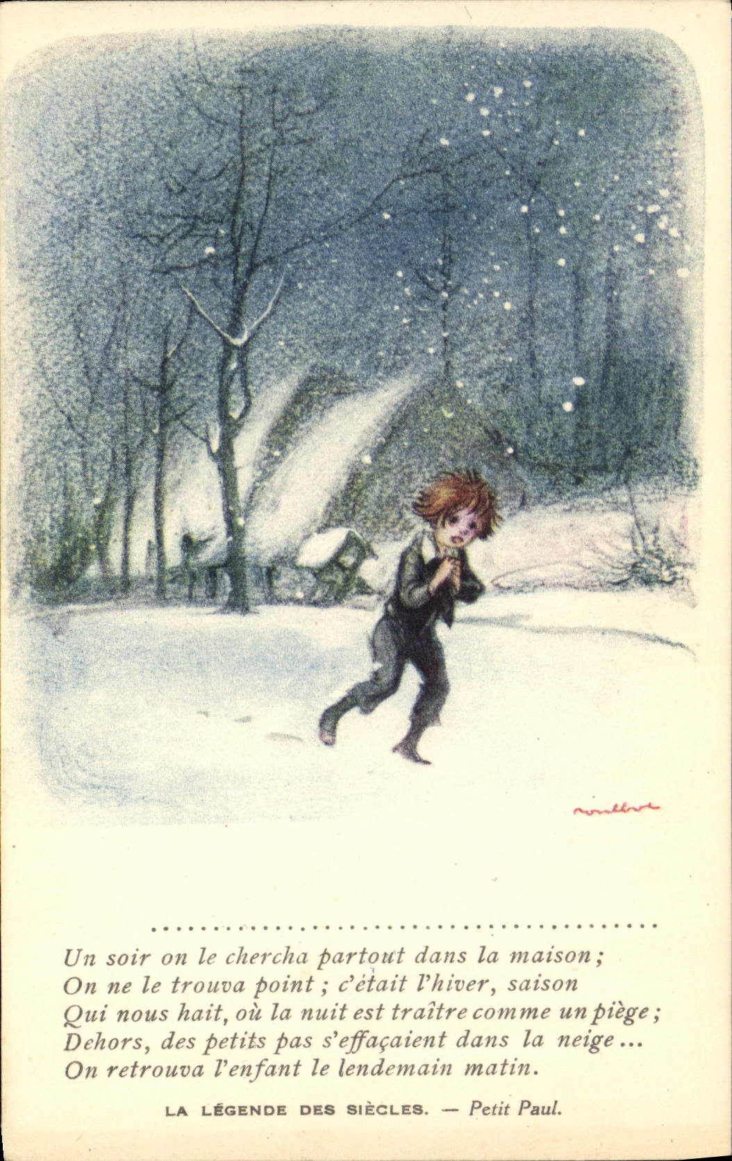 CPA Fantaisie Illustrateur Poulbot Legende des Siecles Victor Hugo Petit Paul