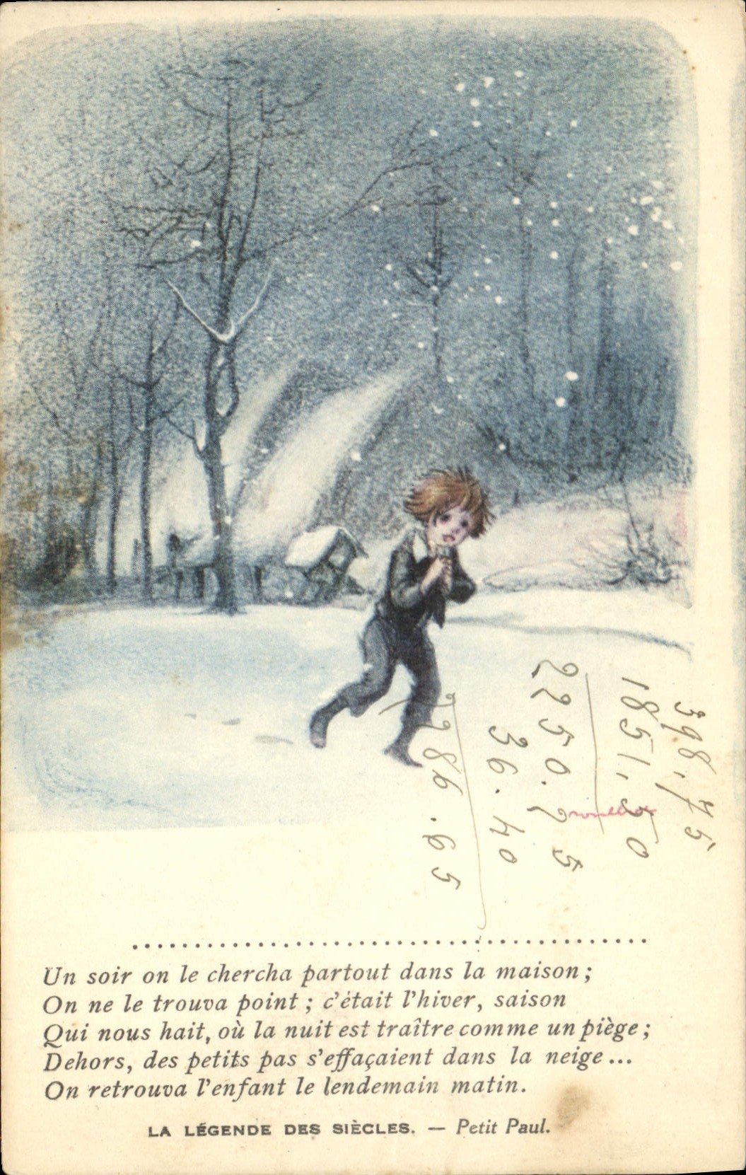 El ilustrador de Fantaisie Poulbot de la POSTAL de la VENDIMIA subtitula los siglos Victor Hugo