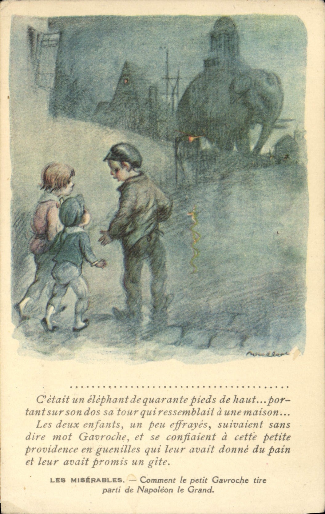 CPA Fantaisie Illustrateur Poulbot Legende des Siecles Victor Hugo Elephant