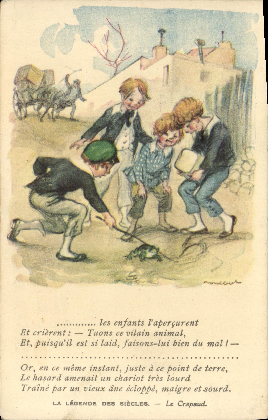 CPA Fantaisie Illustrateur Poulbot Legende des Siecles Victor Hugo Crapaud Grenouille