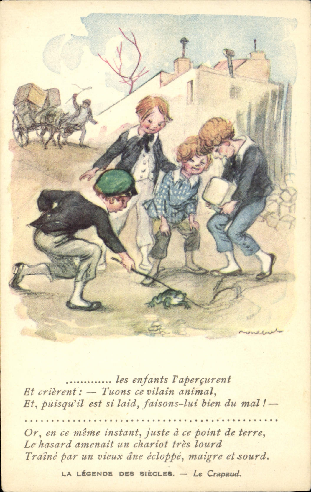 CPA Fantaisie Illustrateur Poulbot Legende des Siecles Victor Hugo Crapaud Grenouille
