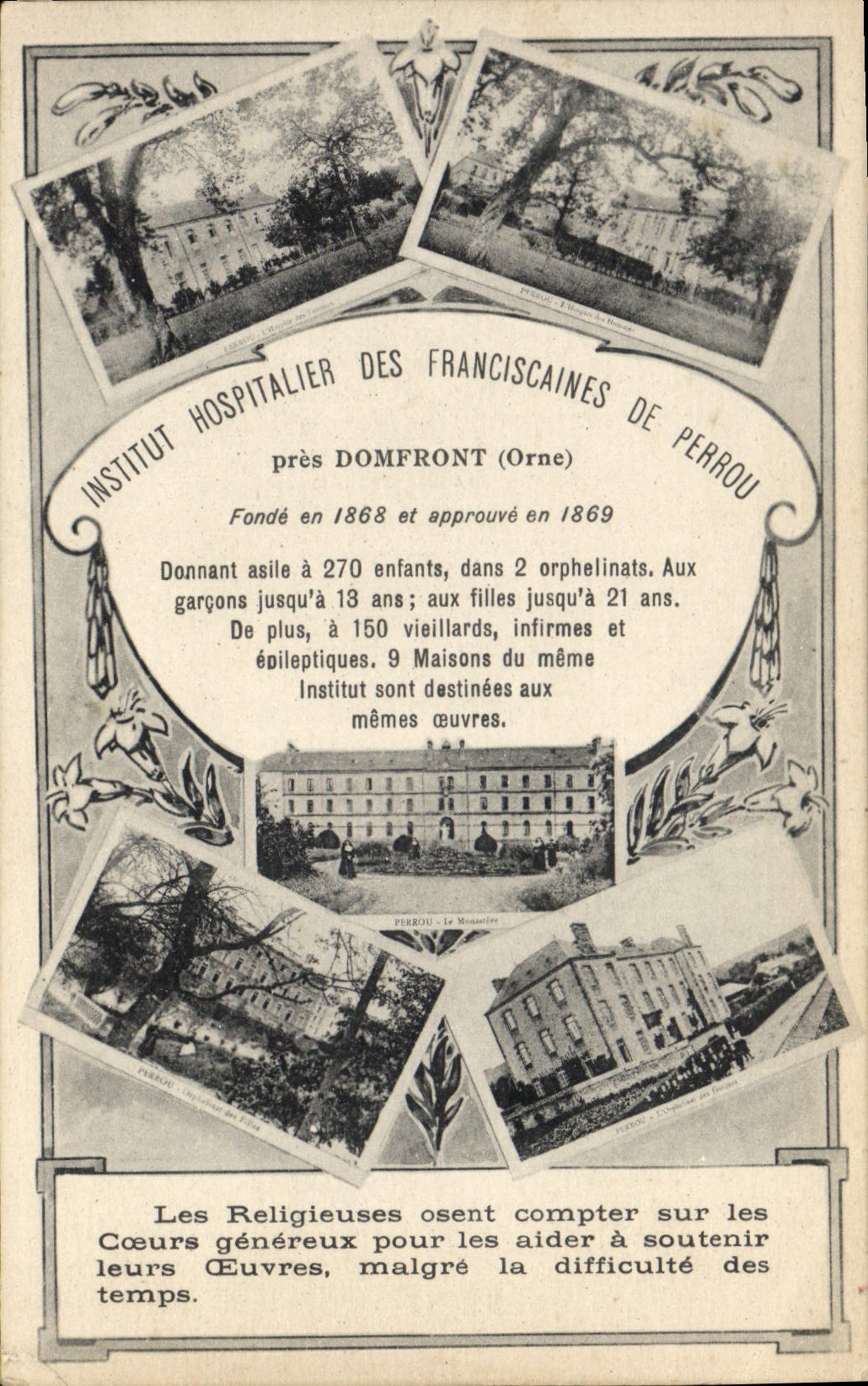 El instituto del hospital de Enfants de la POSTAL de la VENDIMIA de Franciscaines de Perrou Domfront cercano adorna