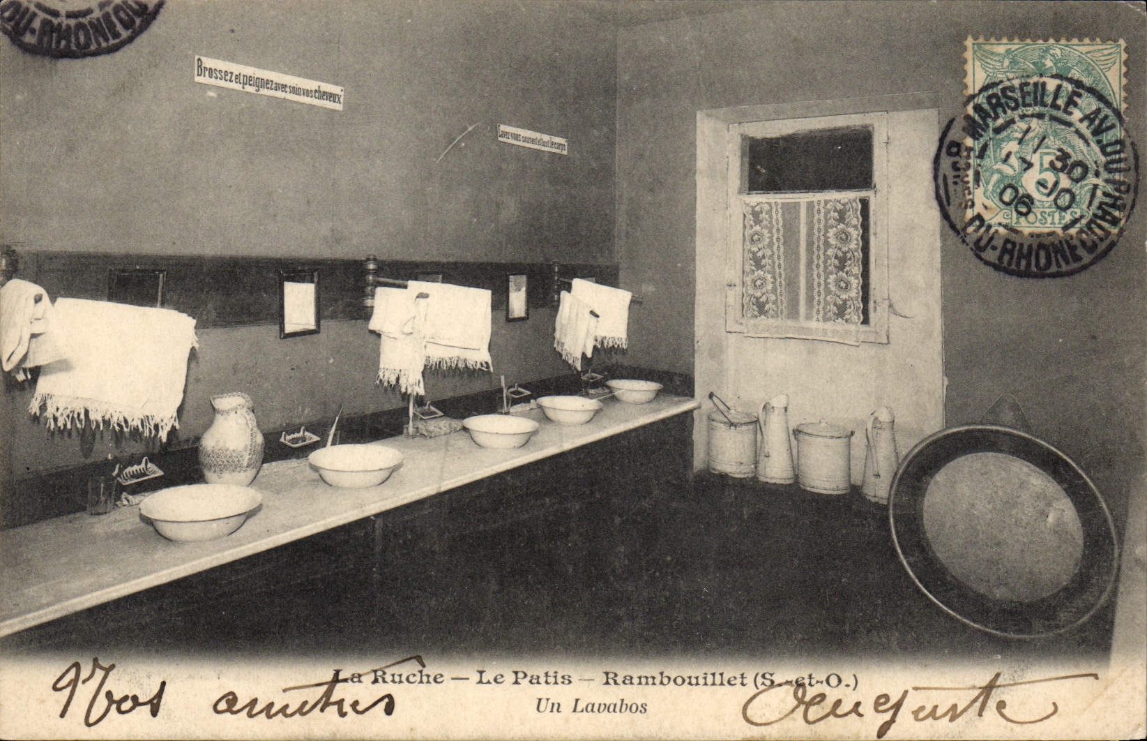 VINTAGE POSTCARD Children the Hive the Rambouillet Rough grazing wash-hand basins